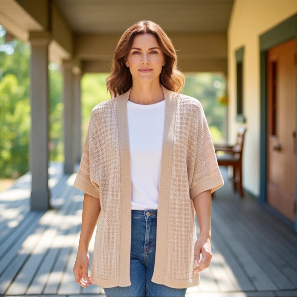 Coldwater Creek Beige Open-Front Sweater